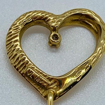 LOT 11R: Beautiful VL 14k Yellow Gold Heart Stick Pin w/Diamond Chip (wt.2.4g)