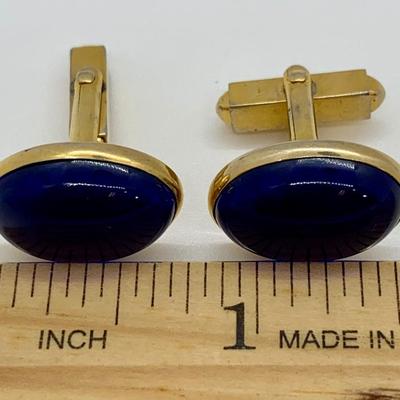 LOT 16R: Men's Cuff Links & Faux Stone Tie Pins: Swank, Stone, Goldtone & More