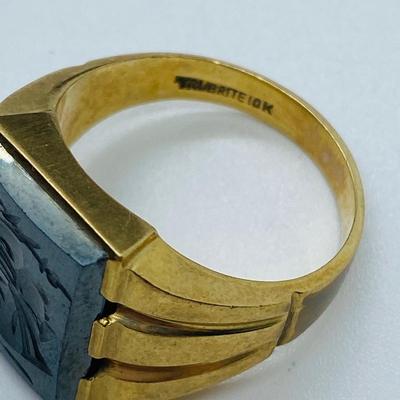 LOT 32C: 9.2g., 10k Gold  Trubrite Men's Ring, sz10