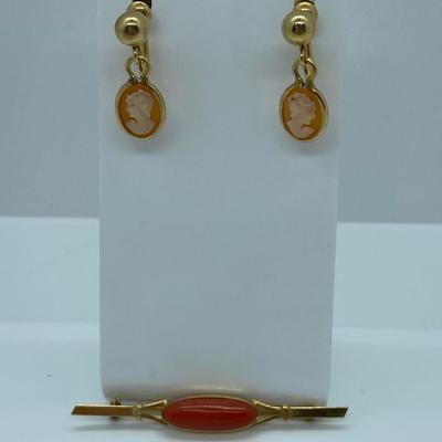 LOTJ: Vintage Goldtone Cameo Earrings and Bar Pin
