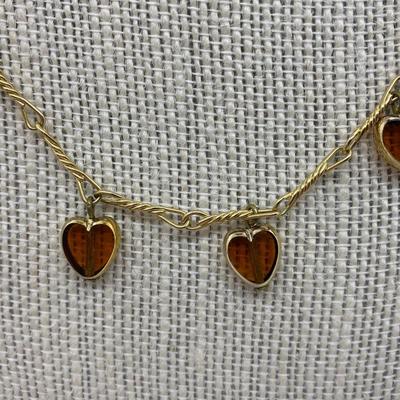 LOTJ: Dainty Gold Tone Necklace w/Glass 