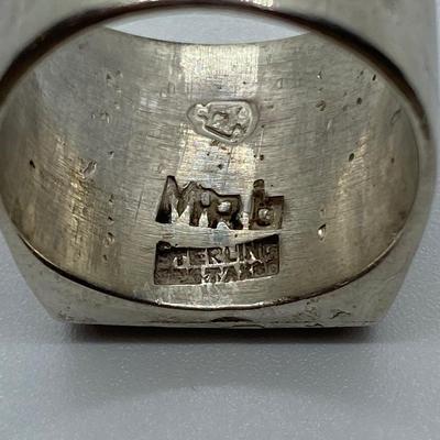 LOT 41C: Men's Sterling Silver Ring w/Multi Color Stones, sz 9