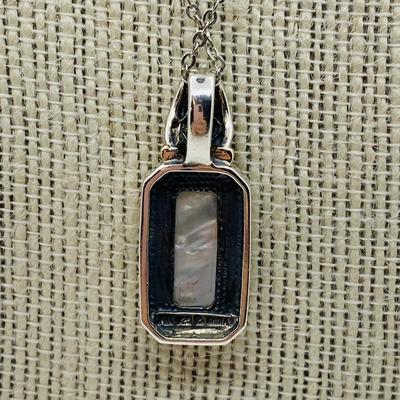 LOT 43C: Sterling Silver (925) Mother of Pearl Pendant w/Chain (not sterling)