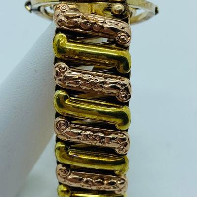 LOT 45C: Antique/Vintage Lustern Expansion Bracelet, two-tone Rose & Yellow Gold Filled Sterling