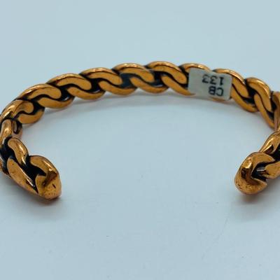 LOT 47C: New/Old Stock Braided & Flat Copper Cuff Bracelets