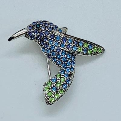 LOT 51R: Monet Crystal Humming Bird Brooch (1 missing stone)