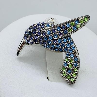 LOT 51R: Monet Crystal Humming Bird Brooch (1 missing stone)