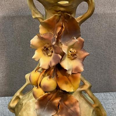 Royal Dux Amphora Vase w/Figs & Blossoms