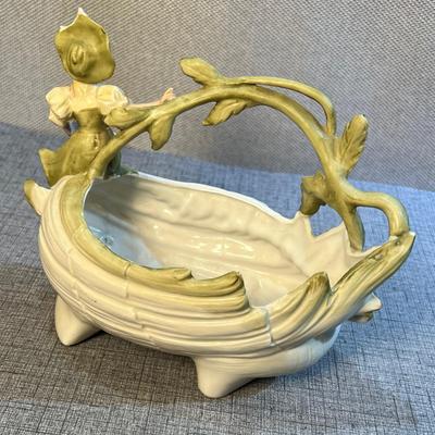 Art Nouveau Era Bride Basket Porcelain Bowl