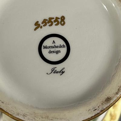 Mottahedah Design Porcelain Vase Floral Italy  w/Handles