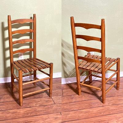 Four (4) Oak Ladder-Back Chairs