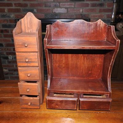 Pair of wood shelves