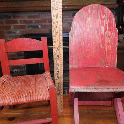 Vintage red Child or doll chairs