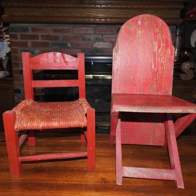 Vintage red Child or doll chairs