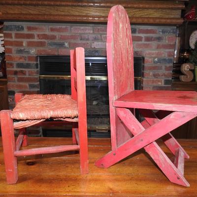 Vintage red Child or doll chairs