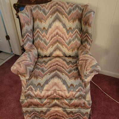 Upholstered Flame Stitch Wingback Armchair (GB-DW)