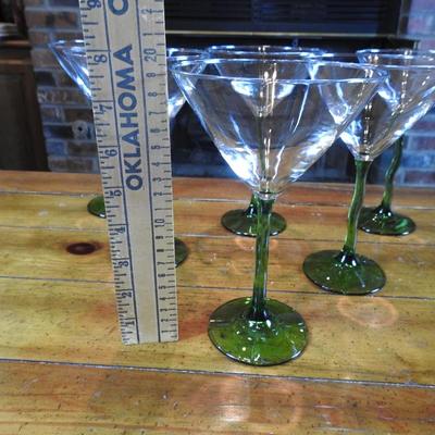 Green stemmed wine goblets