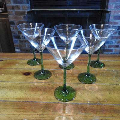 Green stemmed wine goblets