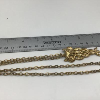 Vintage Avon Gold Tone Owl Necklace