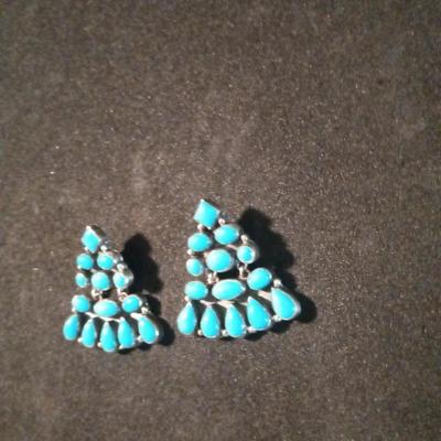 2 PIECE DANGLE TURQUOISE AND STERLING EARRINGS