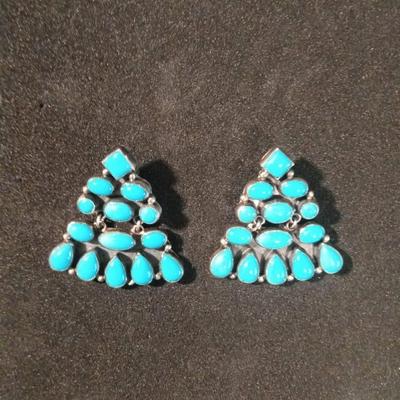 2 PIECE DANGLE TURQUOISE AND STERLING EARRINGS