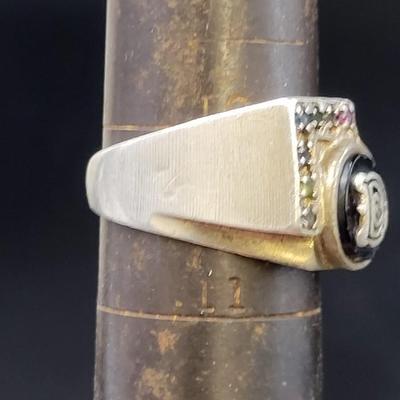 ANTIQUE STERLING STAMPED MULTI STONE MENS SIZE 11 RING
