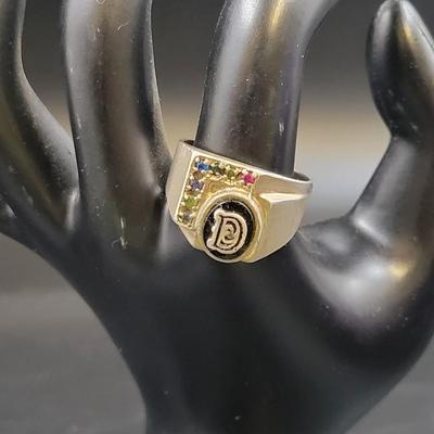 ANTIQUE STERLING STAMPED MULTI STONE MENS SIZE 11 RING