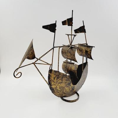 FANTASTIC MCM ERA METAL SAILONG SHIP SCULPTURE