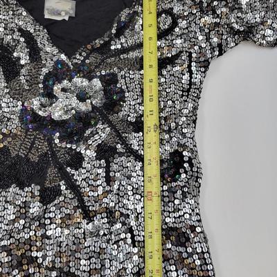 VINTAGE SILK HAND SEQUINED TOP
