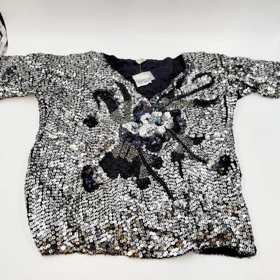 VINTAGE SILK HAND SEQUINED TOP