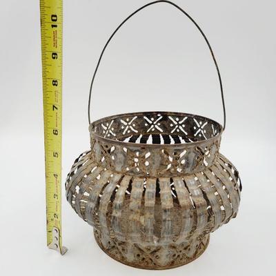 OLD METAL LANTERN BASKET