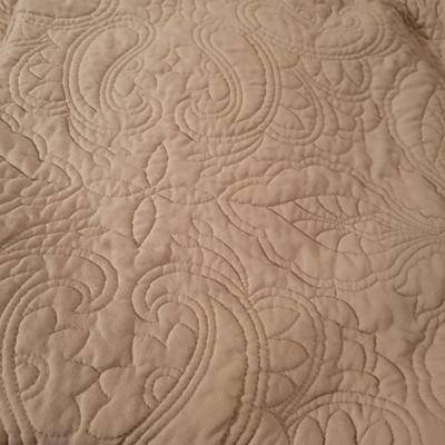 A Pair of Queen Size Taupe Bed Spreads & a Blue Blanket (GBC-DW)
