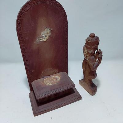 WOOD CARVED HINDU GOD WALL HANGING FIGURE