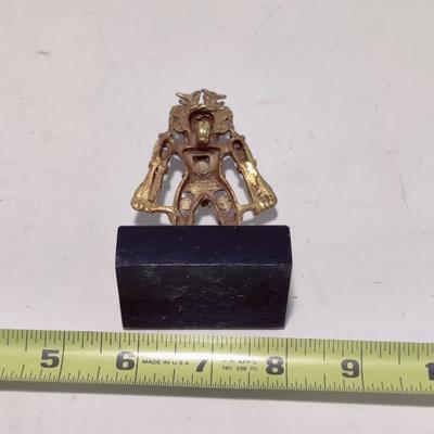 MARVELOUS MAYAN GOLD TONED METAL FIGURINE