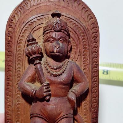 WOOD CARVED HINDU GOD WALL HANGING FIGURE