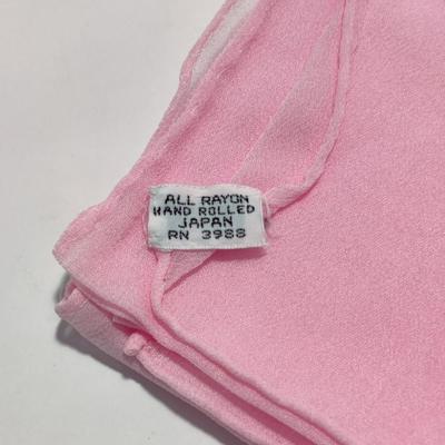VINTAGE PRETTY PINK HAND ROLLED RAYON SCARF