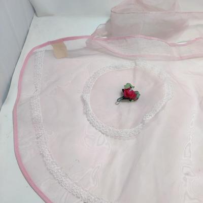 LOVELY VINTAGE PINK SHEER NYLON APRON