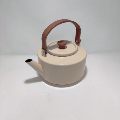VINTAGE COPCO BY MICHAEL LAX ENAMEL CREAM TEA POT KETTLE