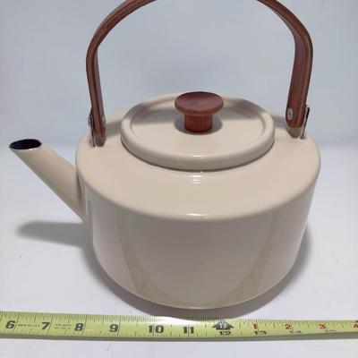 VINTAGE COPCO BY MICHAEL LAX ENAMEL CREAM TEA POT KETTLE