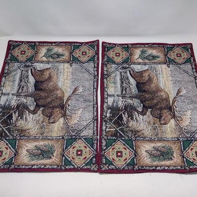 FANTASTIC MOOSE LODGE FABRIC PLACEMATS 3 PCS