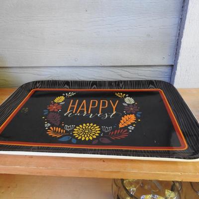 Fall decor serving tray and dessert plates