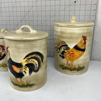 #14 Calderone Hand Painted Rooster Kitchen Containers
