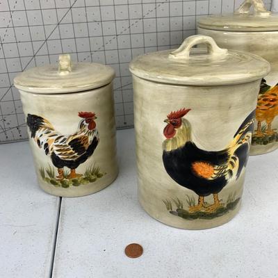 #14 Calderone Hand Painted Rooster Kitchen Containers
