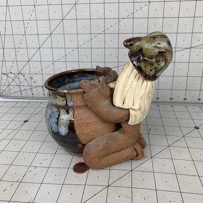 #77 Handmade Ceramic Wizard Pot
