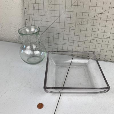 #111 Square Glass Dish & Vase