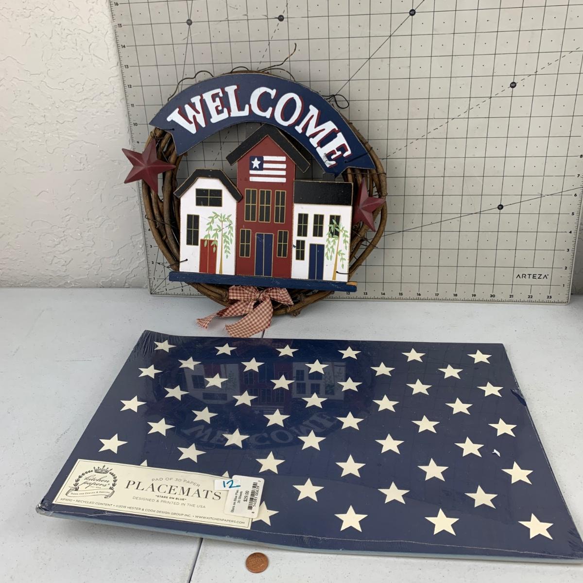 190 Fourth of July Wreath & Paper Placemats