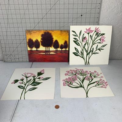 #196 Flower Paintings & Tree Print