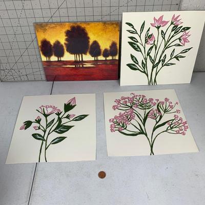 #196 Flower Paintings & Tree Print