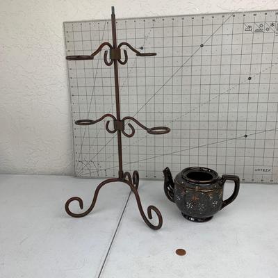 #197 Little Brown Teapot & Candle Tree Holder
