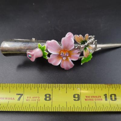 ELEGANT SCULPTURED FLOWER METAL HAIR CLIP
